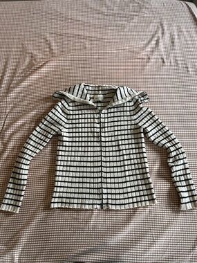 Universal threads Striped Zip-Front Women's Sweater Jacket - Black & Cream